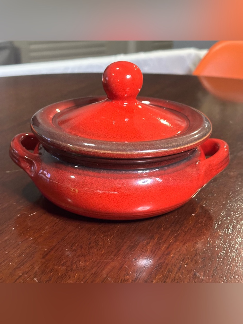 Italian Pottery  Hombre Stoneware Terra Cotta Red Casserole w/Lid Made in Italy